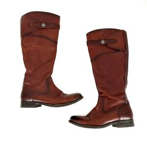 Frye Molly Boots Brown Leather Women’s Size 6 Button Tab Riding Equestrian